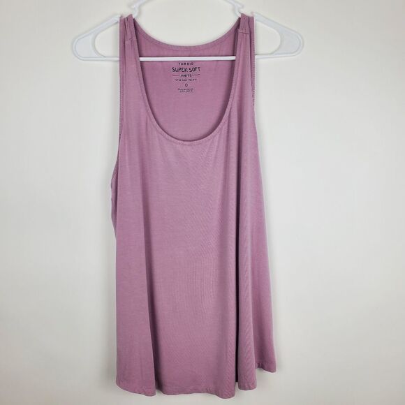 TORRID SUPER SOFT KNIT MAUVE PINK LAYERING TANK TOP Shirt Sleeveless Popover - Picture 3 of 6